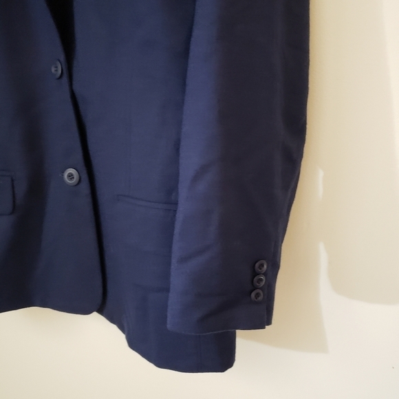 Vintage Lester Square Wool Blazer Navy Blue Size 12 - Picture 3 of 12